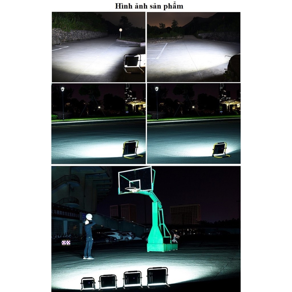 Đèn led ngoài trời có ĐKTX 120W W728 sạc điện, siêu sáng