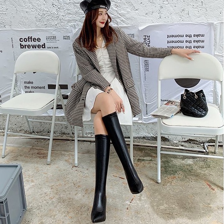 [CAO CẤP] Giày boot đùi bốt cao gót dưới đầu gối cao 9 PHÂN da trơn co dãn ôm chân êm mềm sang trọng S041