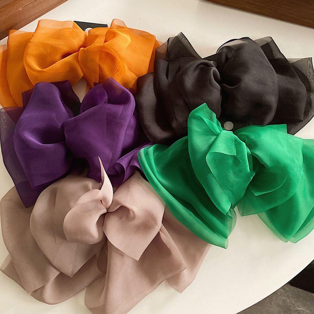 NICKOLAS Kẹp Tóc Đính Nơ Lưới Màu Sắc Đơn Giản Phong Cách Retro Dành Cho Nữ