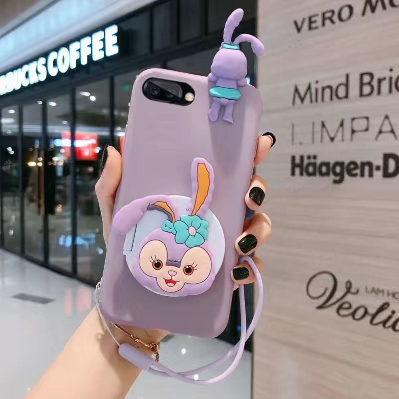 Ốp Điện Thoại Silicon Mềm Có Gương Trang Điểm Hoạt Hình Cho Apple 7plus iPhone7/8