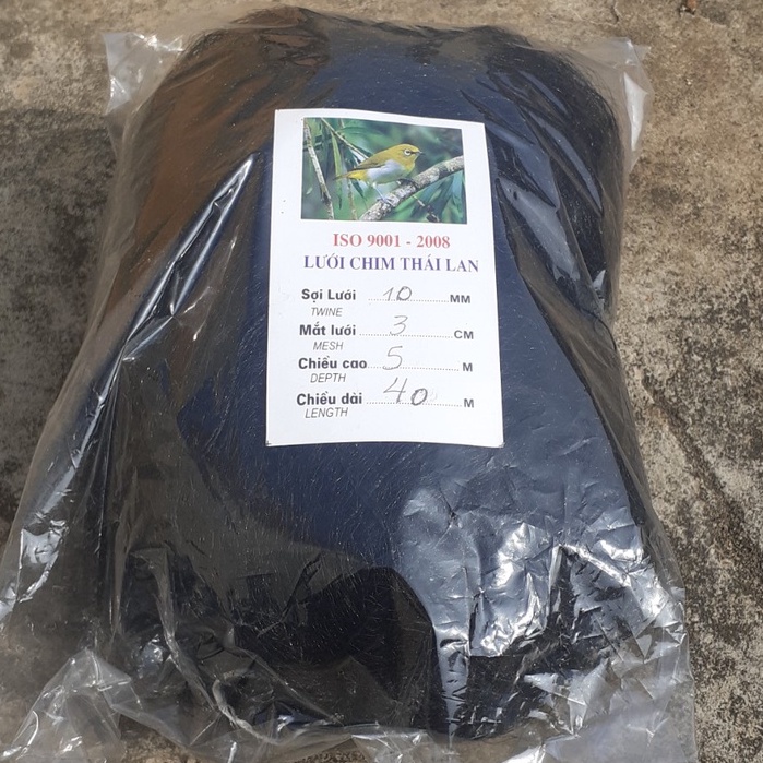 Lưới Bẫy Chim KHUYÊN, Chim Ri, Sắc Ô, Mắt 3 Phân Cao 5m 4 Dây 3 Túi, Dài 10m,20m,30m,40m,50m