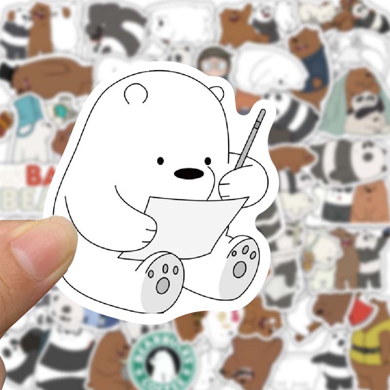 Bộ 50 Miếng Dán Hình Gấu Dễ Thương Chống Thấm Nước Dùng Trang Trí