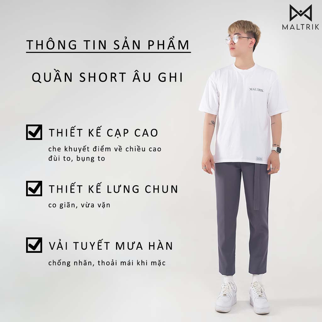 Quần âu cạp cao nam Maltrik Bigsize màu xám thiết kế cạp chun có size lớn cho người béo đến 120kg