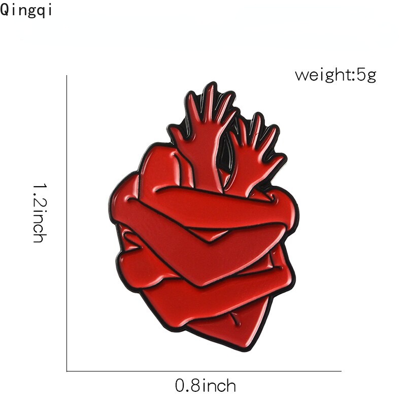 Ghim cài áo MISS ZOE hình trái tim và bàn tay phong cách punk thời trang
