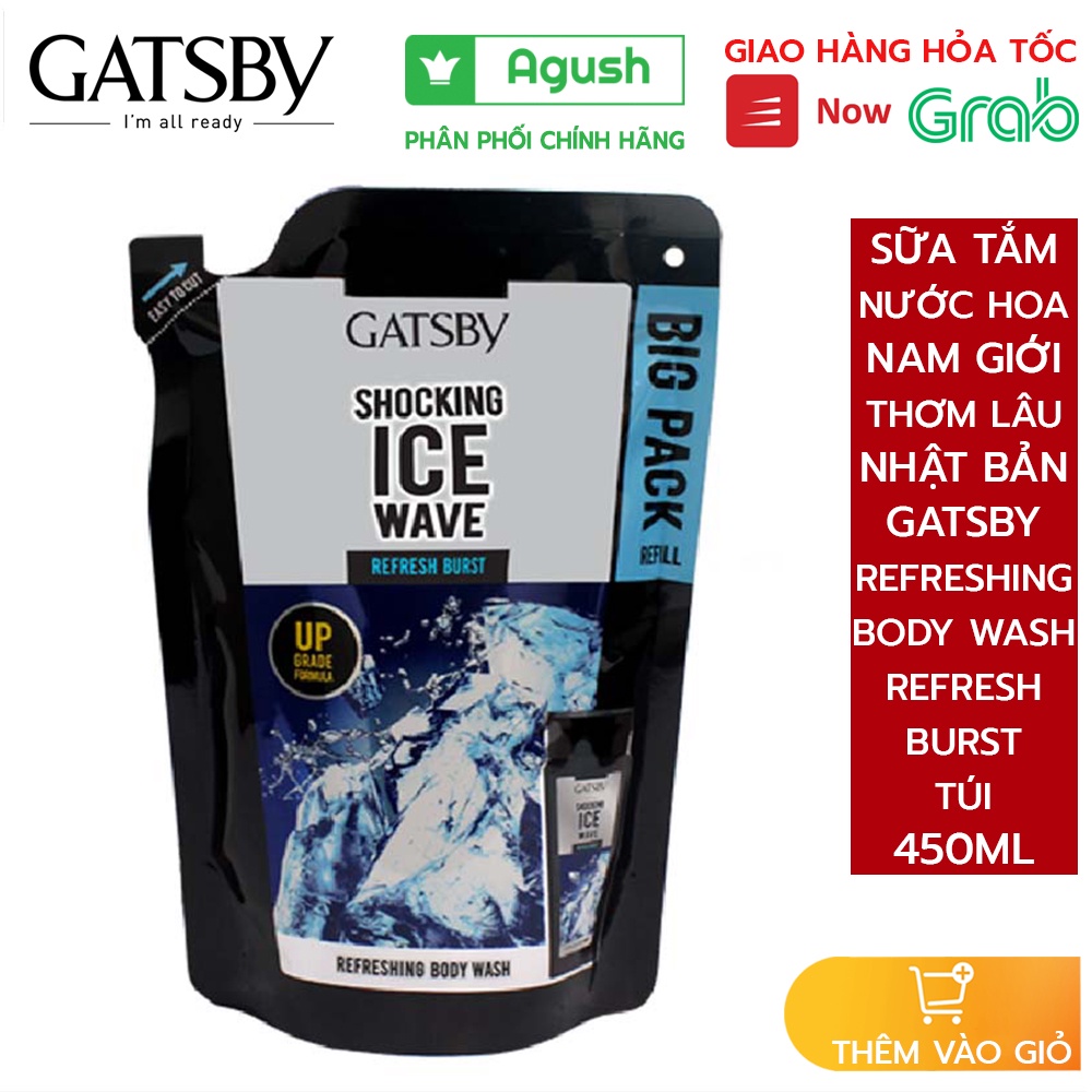 Sữa tắm nước hoa nam giới thơm lâu nhật bản Gatsby Refreshing Body Wash Refresh Burst túi 450ml lưu hương mát lạnh rẻ