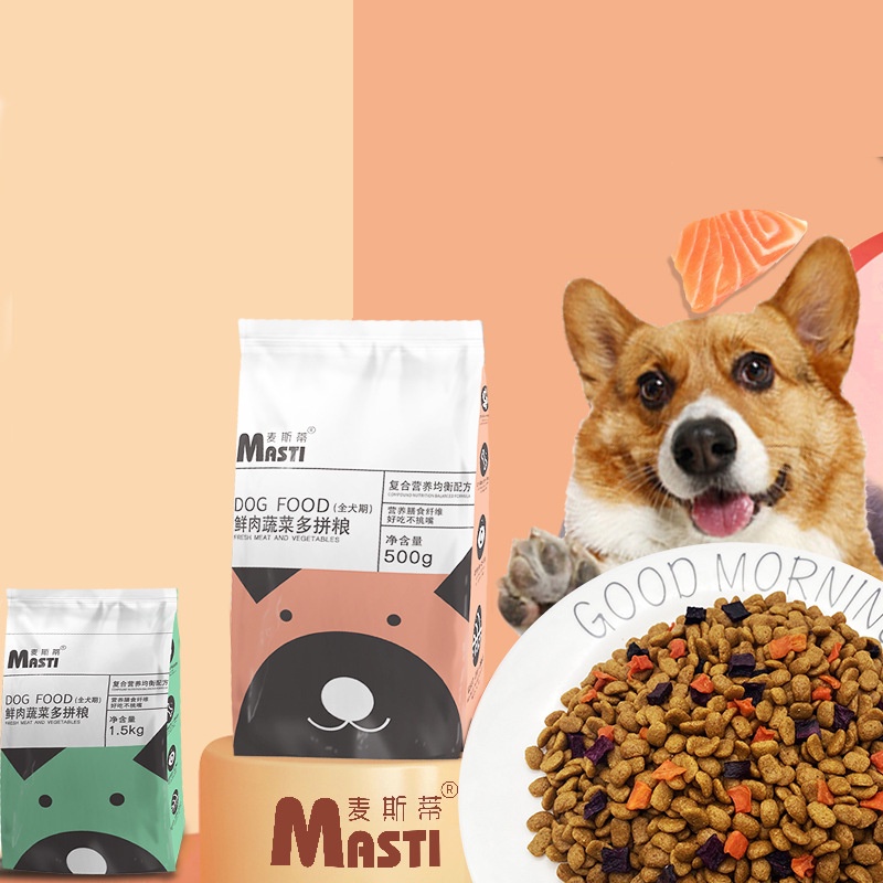 Thức ăn cho chó MASTI dạng hạt bổ sung rau củ thịt cá trứng giàu dưỡng chất thích hợp nhiều loại Chó rất dễ ăn CANDYPETS