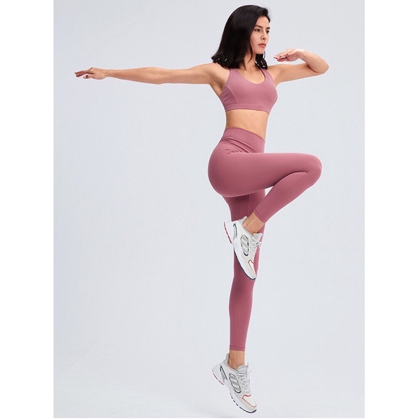 Bộ Tập Gym Yoga LuLu Cao Cấp Màu Hồng