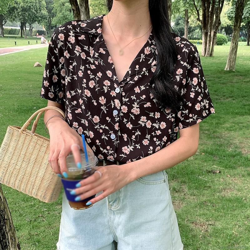 Áo Nữ Tay Ngắn In Hoa Thời Trang Thanh Lịch