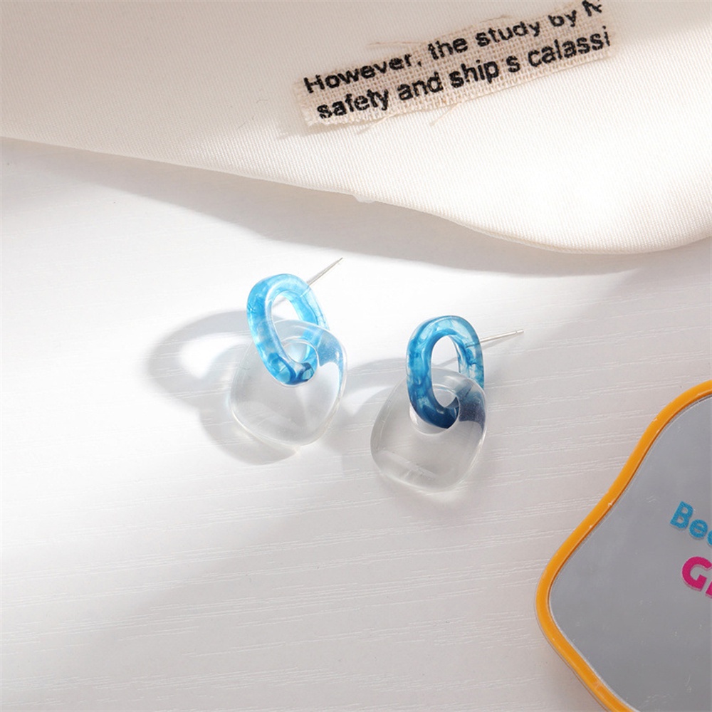 Bông Tai Hình Tròn Màu Xanh Dương Thời Trang Xinh Xắn Cho Nữ