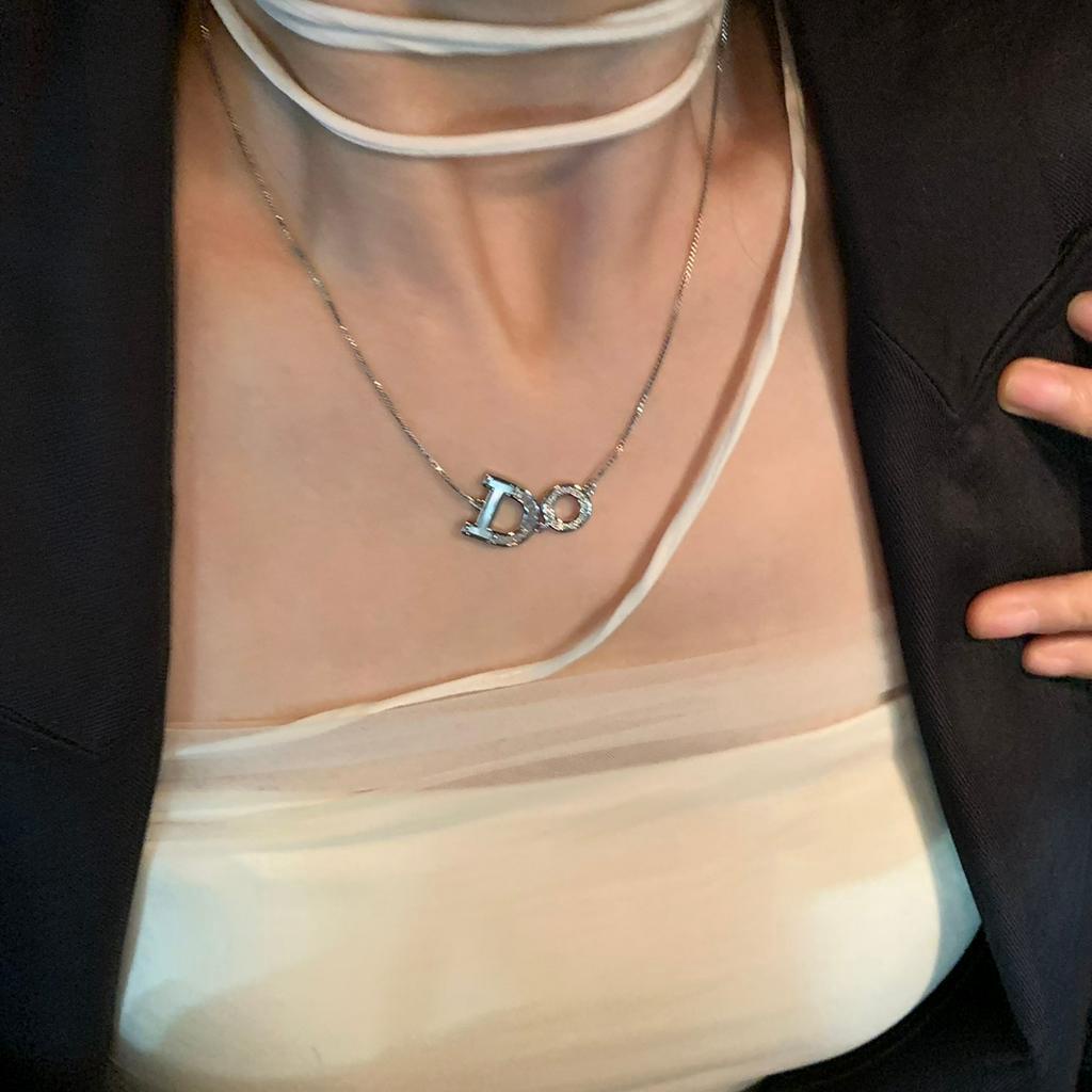 Dây Chuyền Mặt Chữ Niche Đính Đá Zircon Cao Cấp Sang Trọng Thời Trang 2023