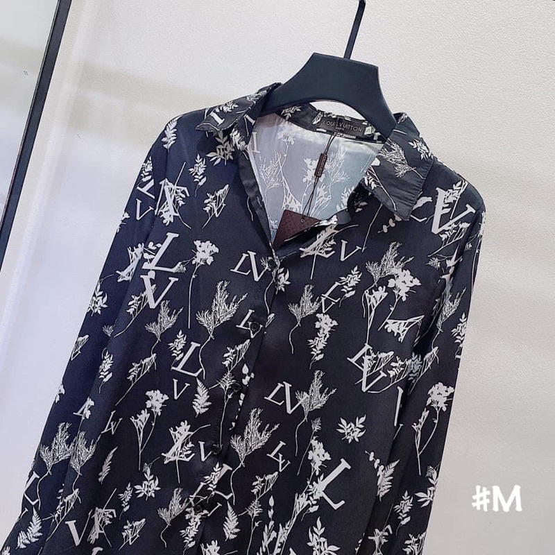 Áo sơ mi lụa hoạ tiết QCCC