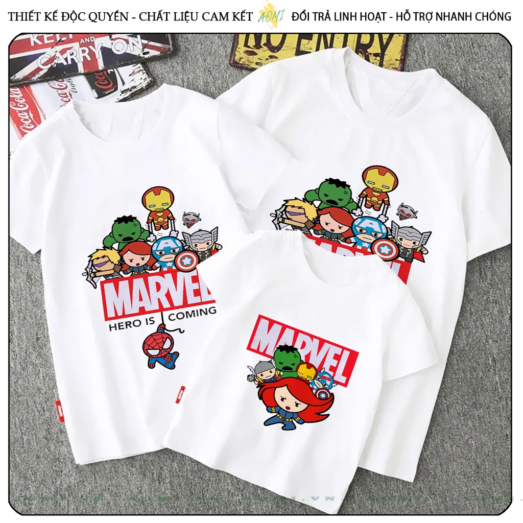 ÁO THUN Avengers Kids MCU UNISEX PHÔNG TRẮNG TAY NGẮN NAM NỮ GIA ĐÌNH CẶP ĐÔI SIZE TRẺ EM BÉ TRAI GÁI AOMIVN