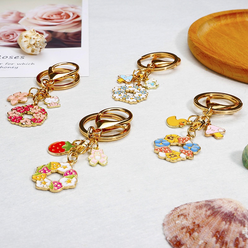 Móc Khóa Hình Thỏ / Gấu Trúc / Hoa / Nấm / Trái Cây 18 Kiểu Dễ Thương Phong Cách Hàn Quốc Làm Quà Tặng Cho Bạn Bè