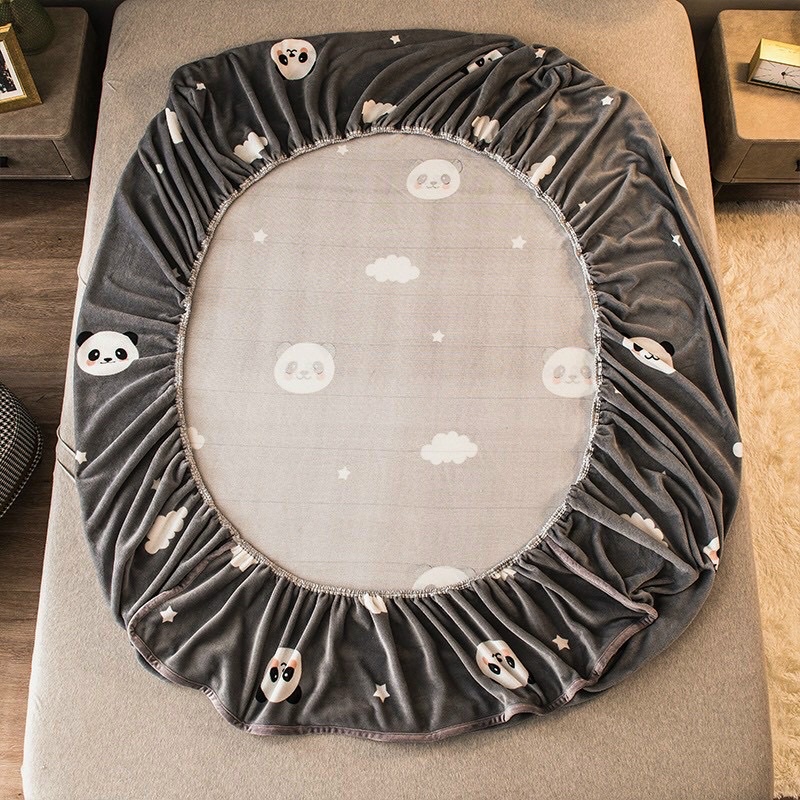 Bộ ga và 2 vỏ gối nỉ nhung tuyết hoạ tiết 3D mềm mịn dễ thương | BigBuy360 - bigbuy360.vn