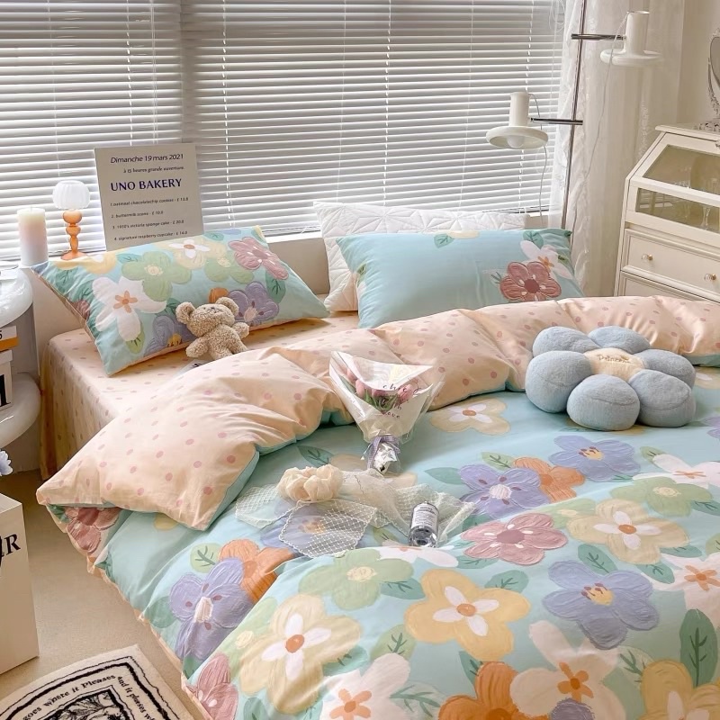Set Bộ Vỏ Cotton Living Hoa Sắc Màu _ Chất Cotton Mát, Thấm Hút _ Shinbedding