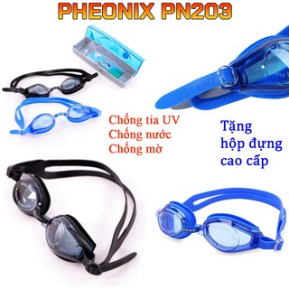 Kính bơi trẻ em và người lớn Phoenix PN 203 Tặng nhét và hộp đựng cao cấp Hàn Quốc chống mờ chống tia UV
