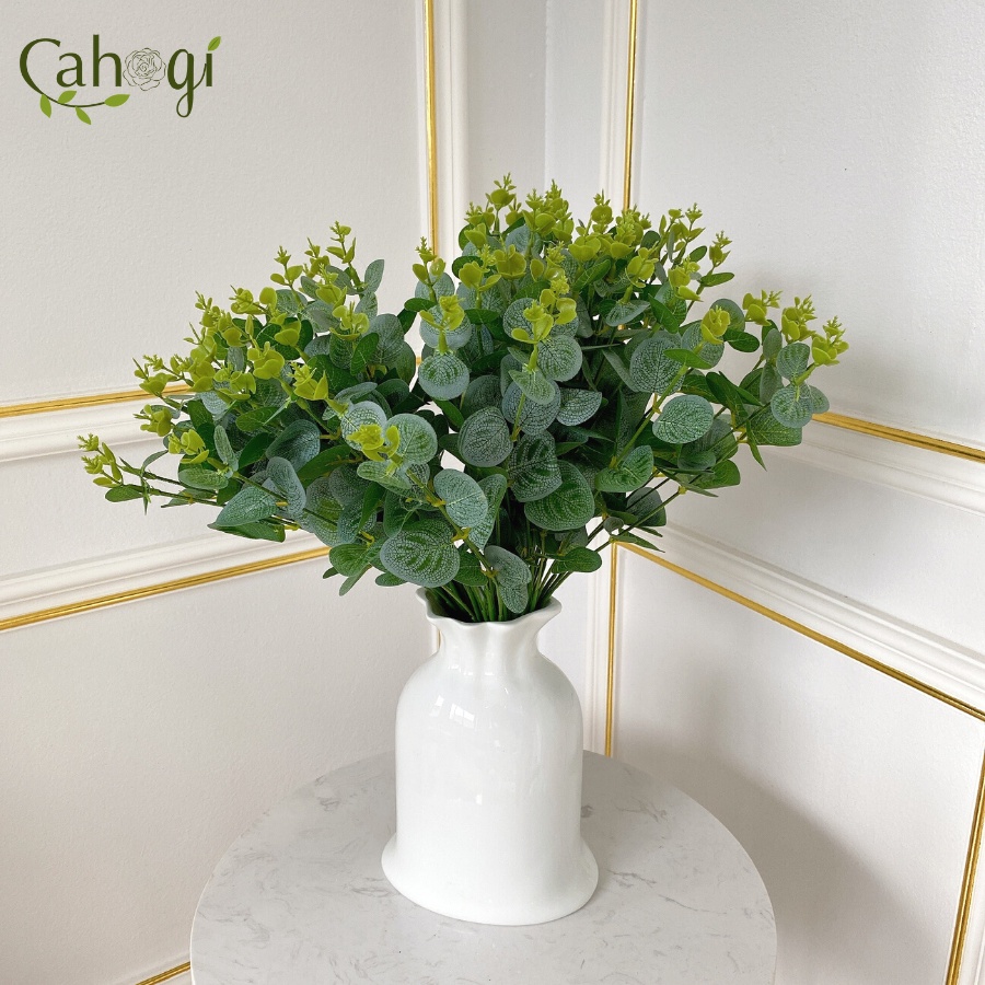 Cây Lá Giả - Cành Lá Khuynh Diệp Lá Táo Điểm Cao 50cm 16 Ngọn