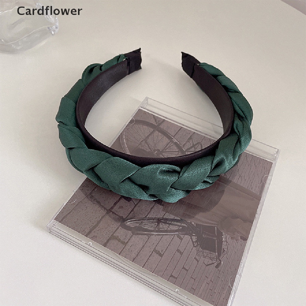 &lt; Cardflower &gt; Băng Đô Bện Tóc Bản Rộng Màu Trơn Thời Trang Đang Giảm Giá