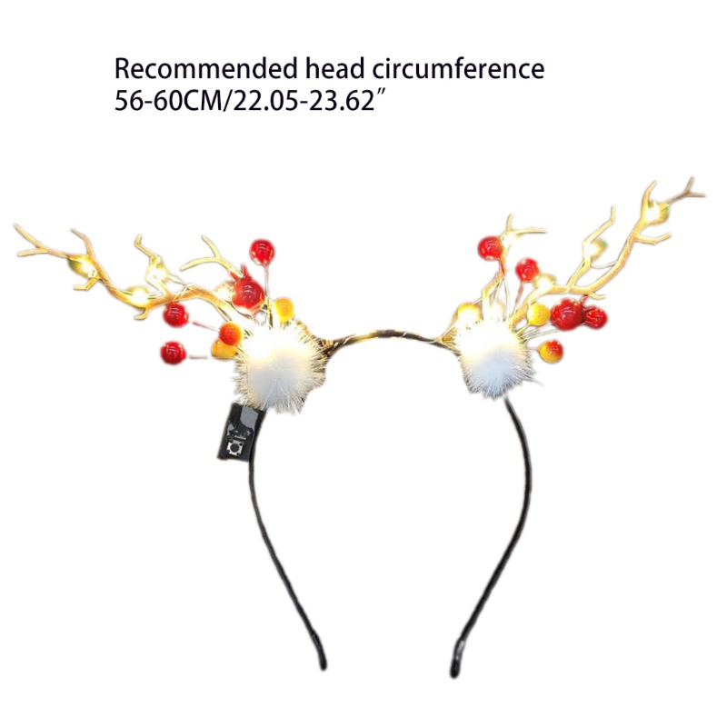 Băng Đô Cài Tóc Hình Sừng Hươu Đính Hoa Và Bướm Có Đèn LED