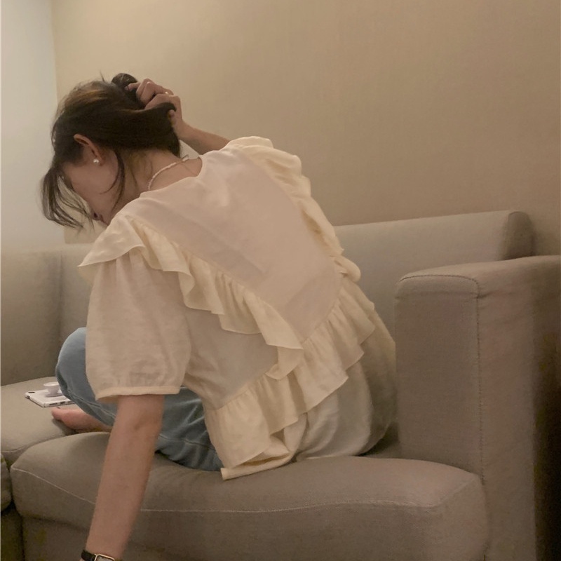 SUXI Áo Sơ Mi Tay Ngắn Cổ Chữ V Màu Sắc Ngọt Ngào Phong Cách Hàn Quốc Thời Trang Mùa Hè Cho Nữ