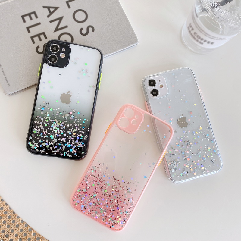 【Ready Stock】iPhone Case iPhone 12 Mini 11 Pro Max XS XR X 8 SE 2020 Glitter Lens Protect Acrylic Case Cover