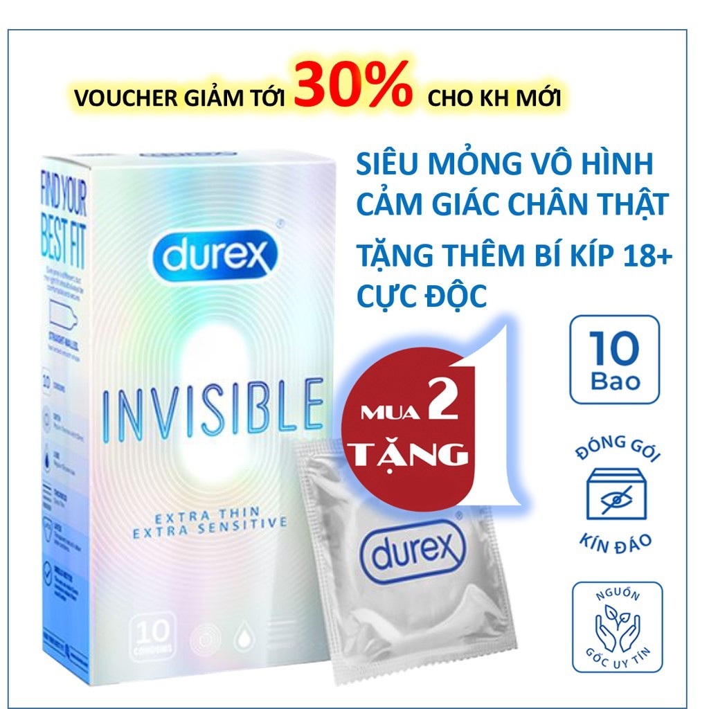 Bao cao su Durex Extra Thin Extra Lubricated 10 bao
