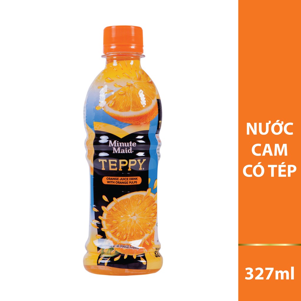 [GROFFWC -10% max 30k đơn 170k] Lốc 6 Chai Nước Cam nguyên tép Teppy 327ml/Chai