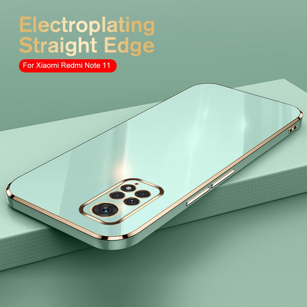 Ốp Điện Thoại TPU Silicon Mềm Khung Vuông Mạ Vàng Sang Trọng Cho Xiaomi Redmi Note 11 10 Pro 11S 10S 4G 5G 9S 9 8 7 Pro