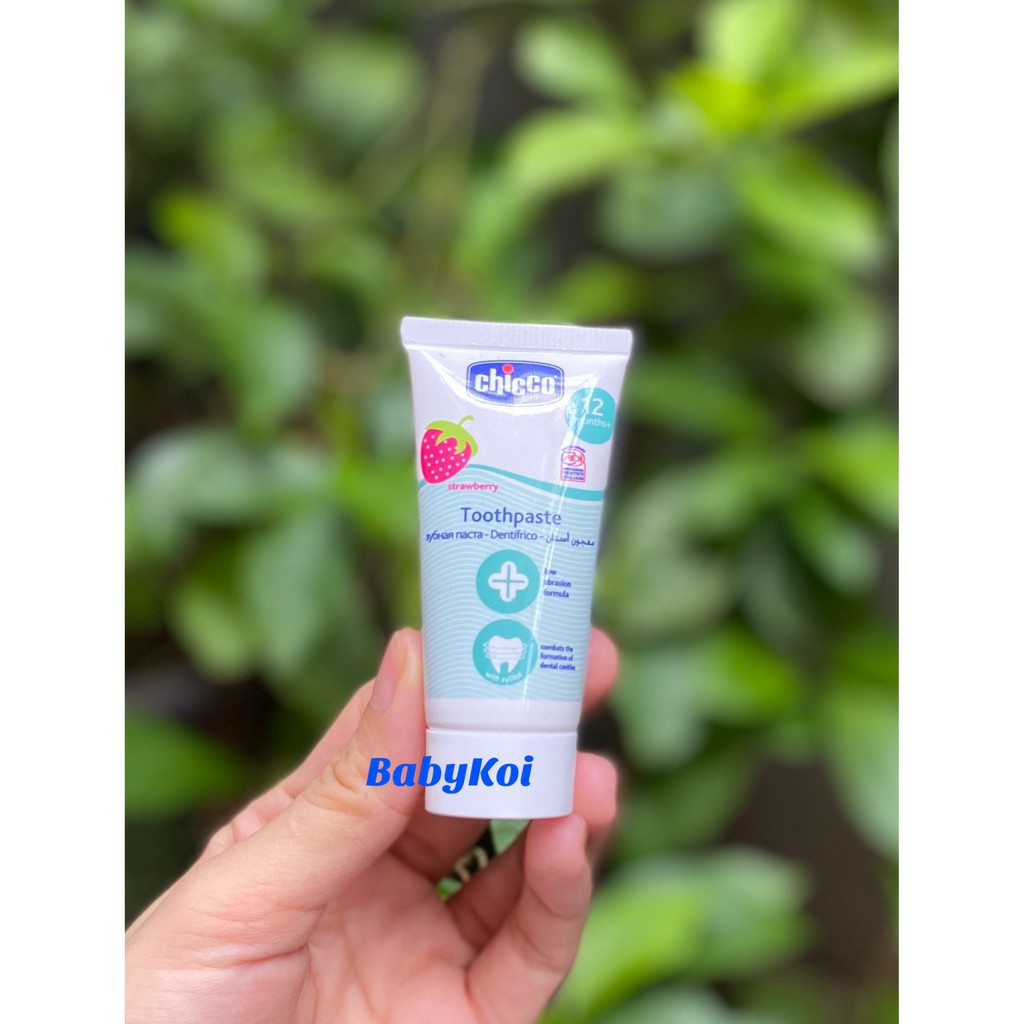 Kem đánh răng Chicco hương dâu mini (du lịch 15ml) nuốt được