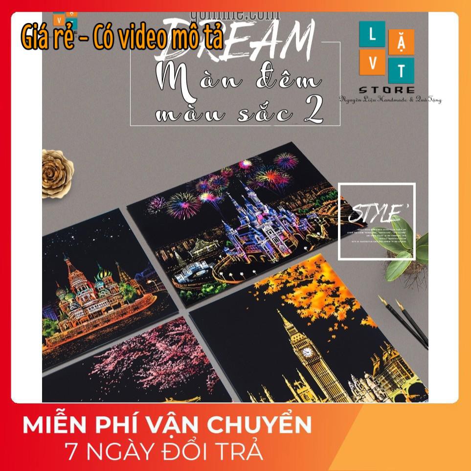 [MUA 1 TẶNG 3] Tranh Cạo - Dream II Tự làm tranh theo tường phong cách Hàn Quốc - Màn Đêm Màu Sắc