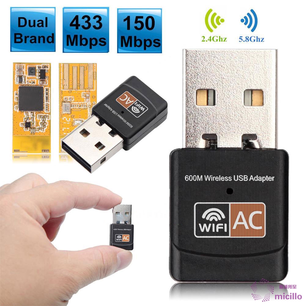 Usb Wifi 600mbps 2.4g / 5ghz Lan Usb 2.0 Pc 802.11ac