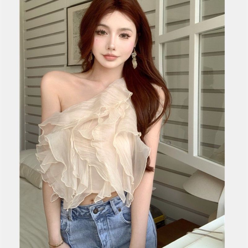 Áo Voan Không Tay Trễ Vai Thời Trang Quyến Rũ Dành Cho Nữ