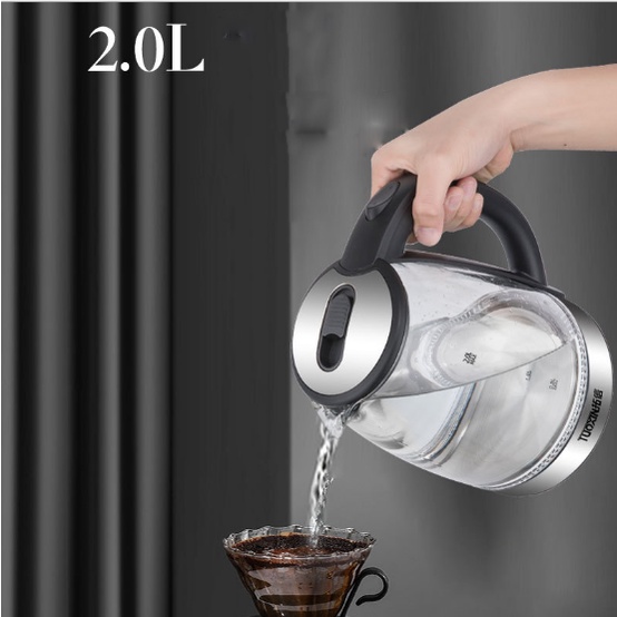 Ấm siêu tốc thủy tinh 2L với công suất 1500W MẪU MỚI - tự động tắt khi nước sôi ở nhiệt độ 100 độ C - TIẾT KIỆM ĐIỆN