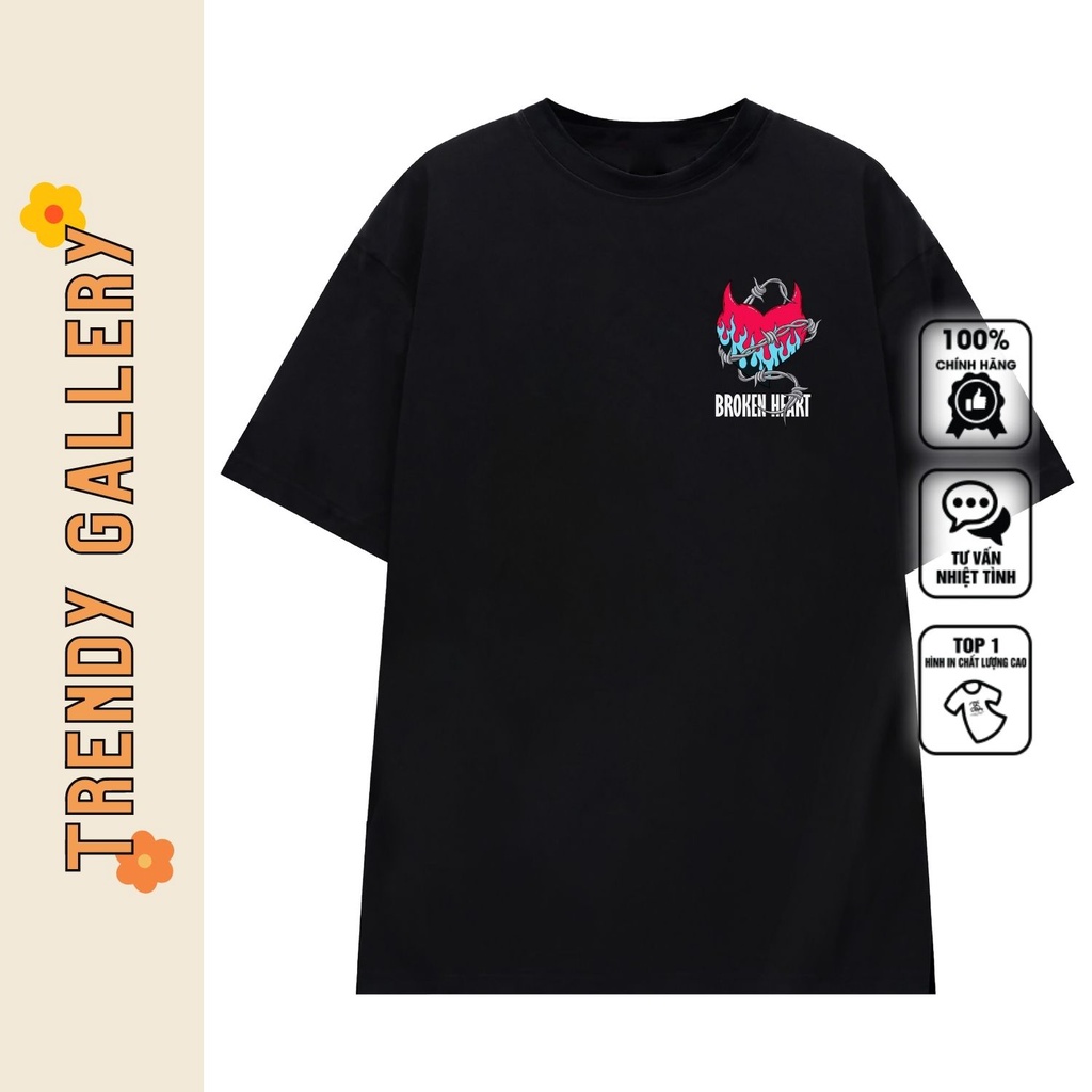 Áo Phông Nam Tay Lỡ Form Rộng "broken Heart" Trendy Gallery, Áo Phông Cổ Tròn Unisex Basic Tee Tv5085