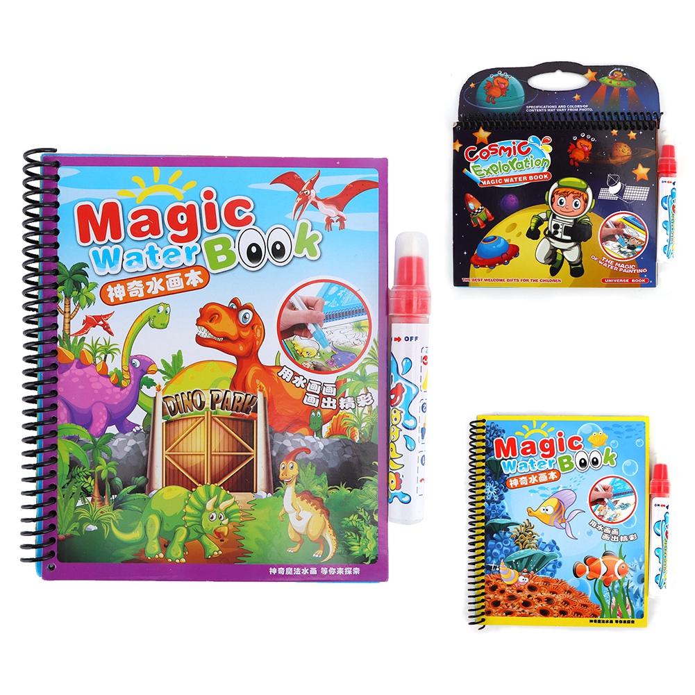 Goonshopping Baby Water Drawing Coloring Book Toddler Kids Early Education Reusable Cartoon Painting Toy