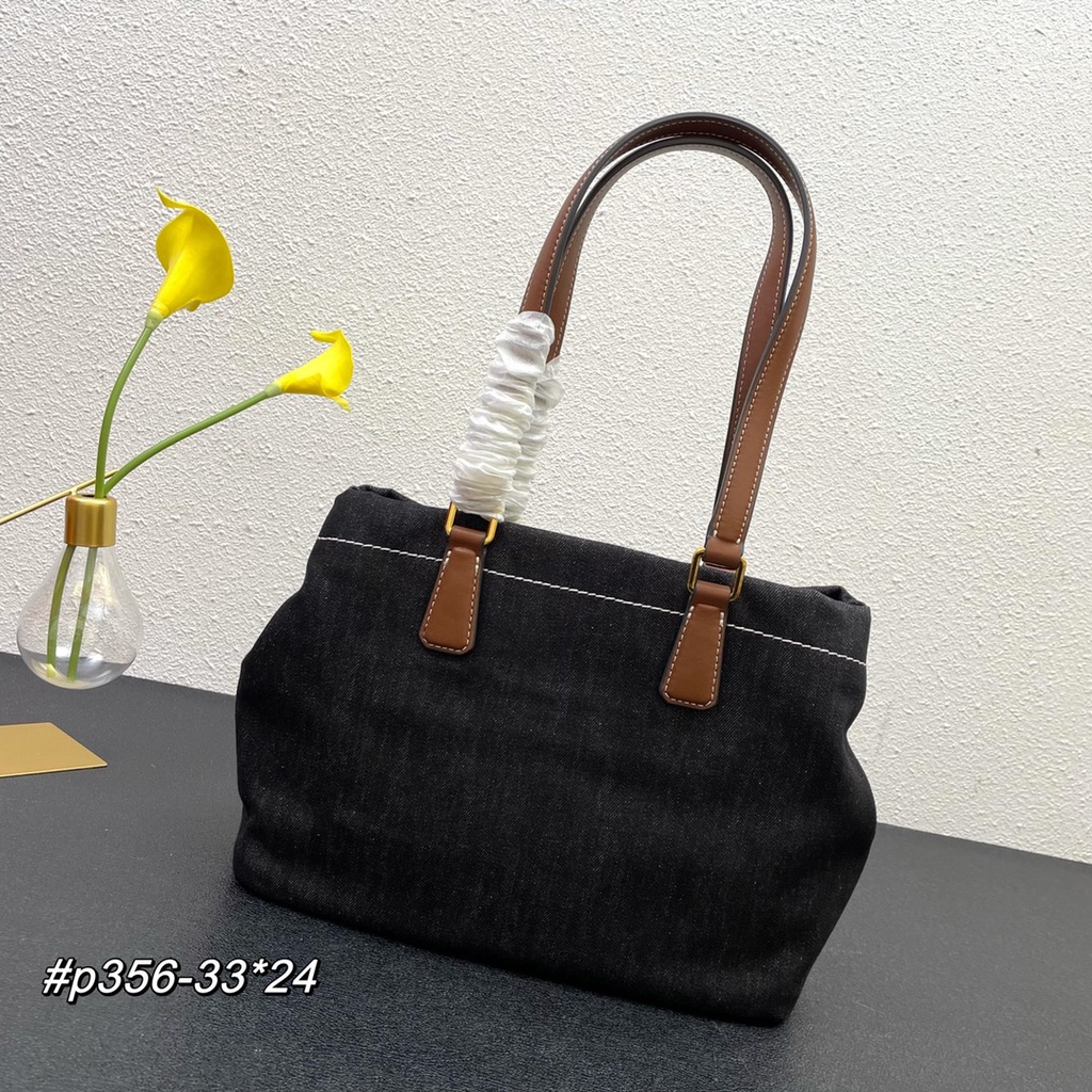 Túi xách nữ da thật thời trang cao cấp Prada thiết kế vải denim phong cách thời thượng