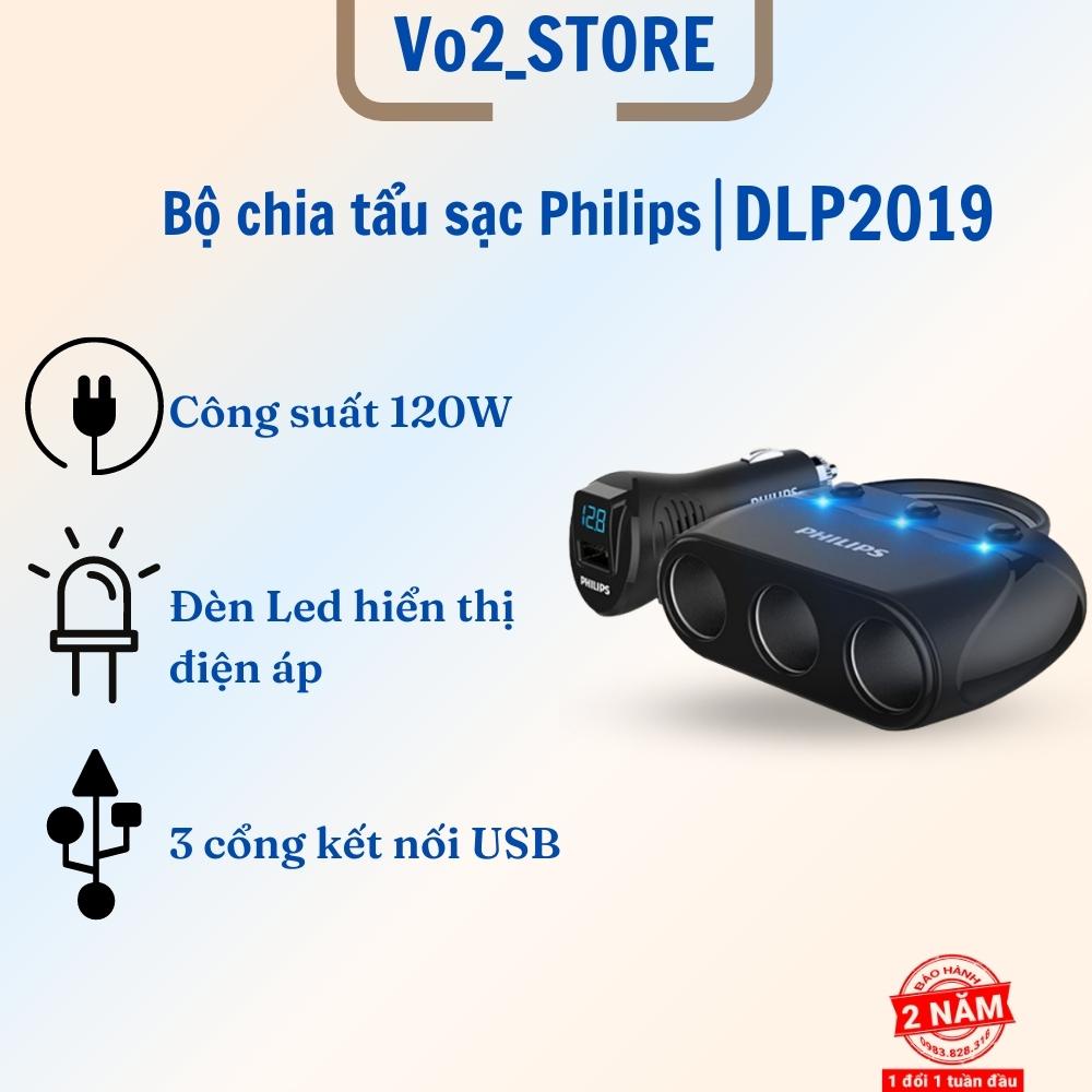 Bộ chia tẩu sạc ô tô Philips DLP2019 Công suất đầu ra 120W (Màu đen) - vo2_store