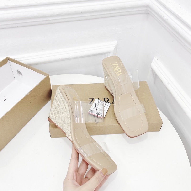 Guốc zara mica quai trong đế xuồng cói xuất dư fullbox