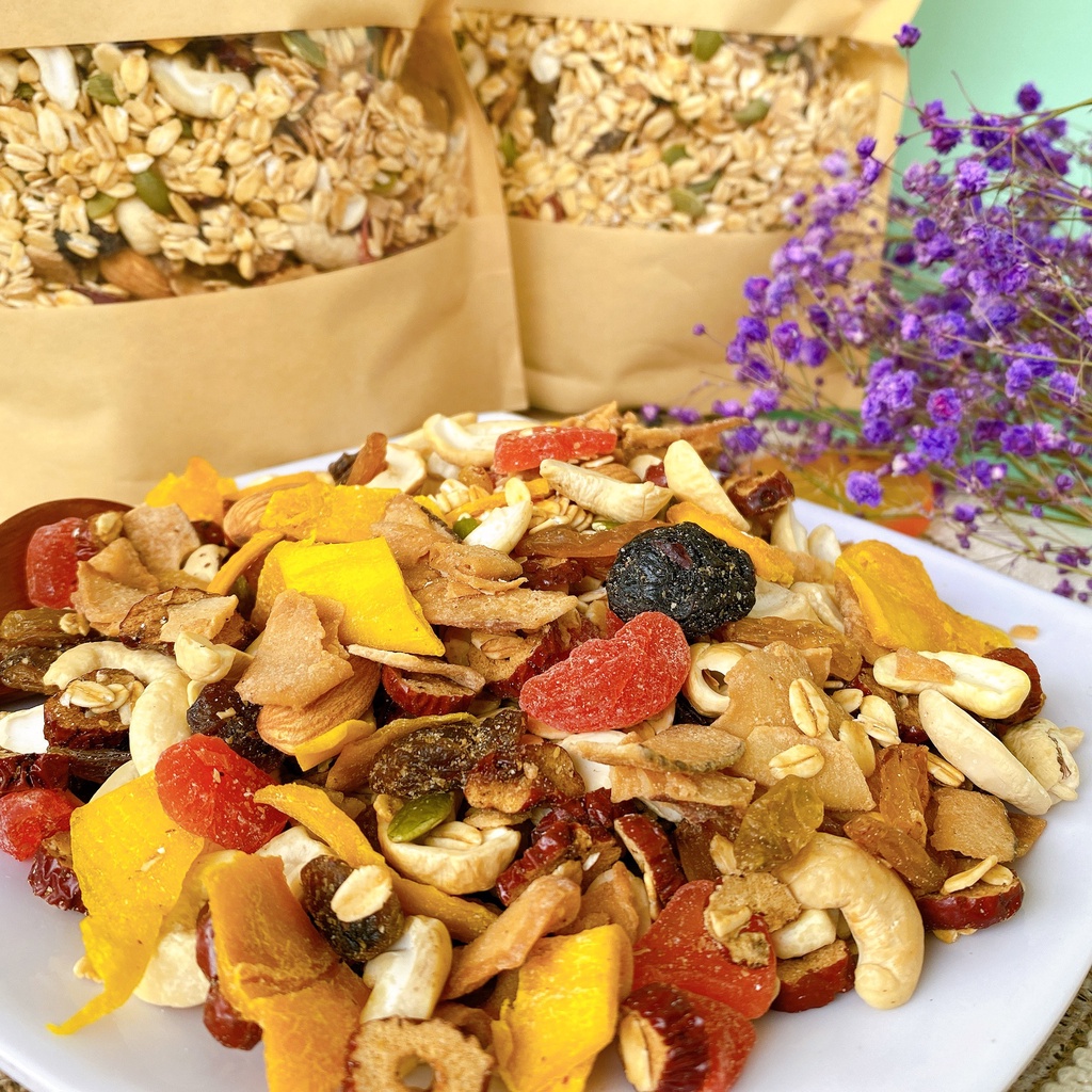 Ngũ cốc Granola mix siêu hạt, Ngũ cốc giảm cân, ăn kiêng, thơm ngon rất dễ ăn kiêng, trọng lượng 530g