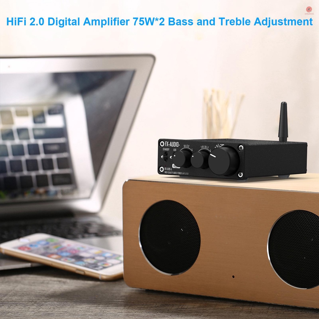Bộ Khuếch Đại Âm Thanh FX-Audio FX 502E-L HiFi 2.0 BT 5.1 75W*2 Bass Có Thể Điều Chỉnh