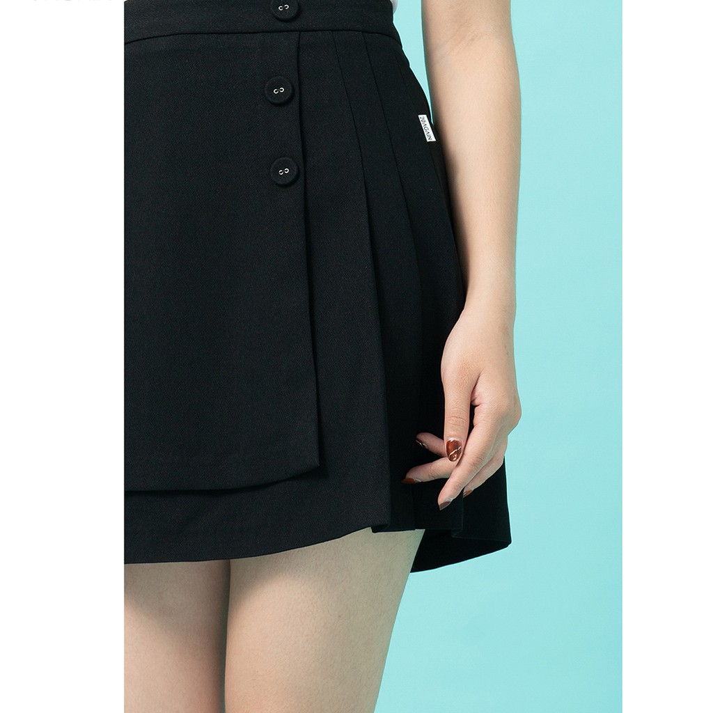 Chân váy A ngắn 92WEAR 2 màu, thiết kế vạt chéo xếp ly JAA1117 | BigBuy360 - bigbuy360.vn