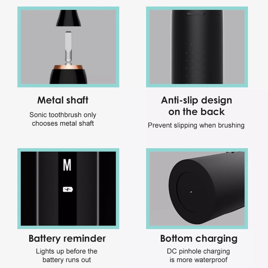 Bàn Chải Đánh Răng Tự Động Sonic X7 Siêu Âm 6 Chế Độ Kèm 4 Đầu Bàn Chải Thay Thế