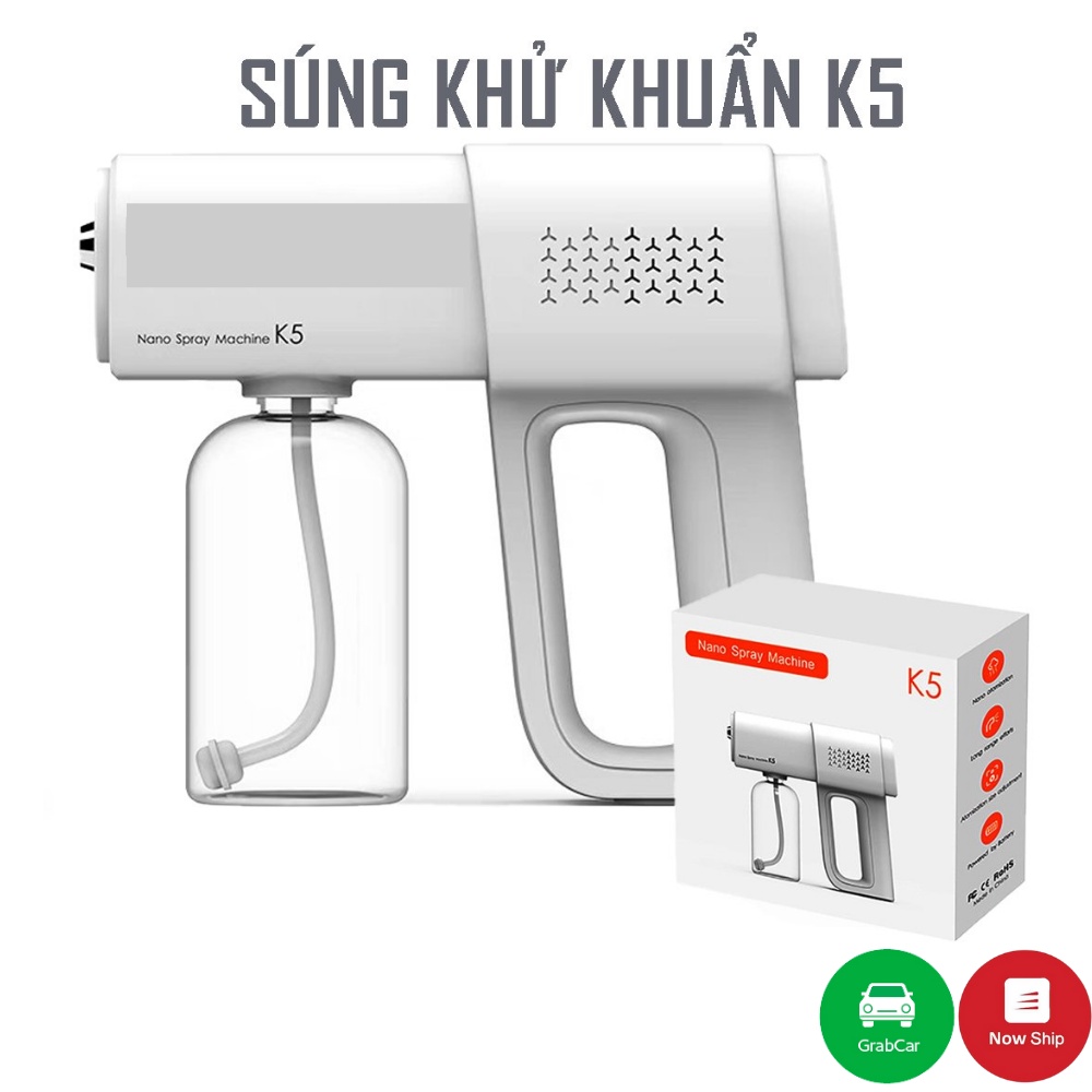 Súng Khử Khuẩn FREESHIP Phun Xịt Khử Sát Trùng Nano K5 Hàng Chuẩn In Laser 6 Mắt UV Tiện Lợi Và Khỏe Khoắn