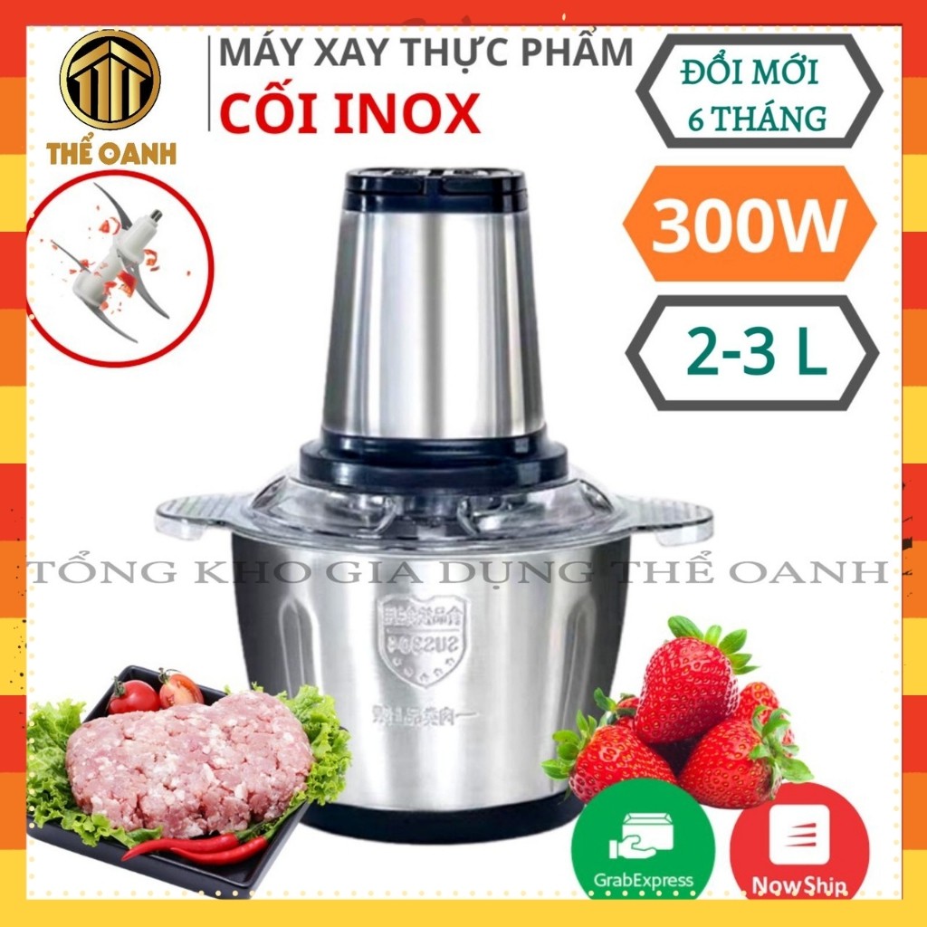 Máy xay thịt đa năng⚜️ FREESHIP ⚜️máy xay sinh tố, cối inox 304 không gỉ 4 lưỡi siêu bền