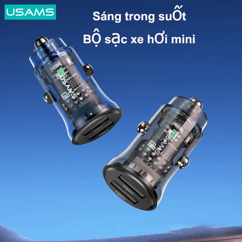 Cốc sạc nhanh USAMS C31 hai cổng USB A+A Mini cho điện thoại/ laptop/ máy tính bảng