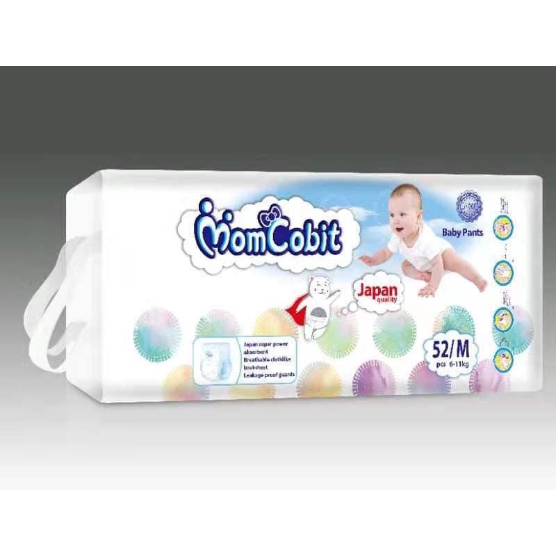 Bỉm Quần Cho Bé Momcobit Size M52/L50/XL48/XXL46/XXXL44 Siêu Thông Thoáng Co Dãn Tốt Dáng Đứng