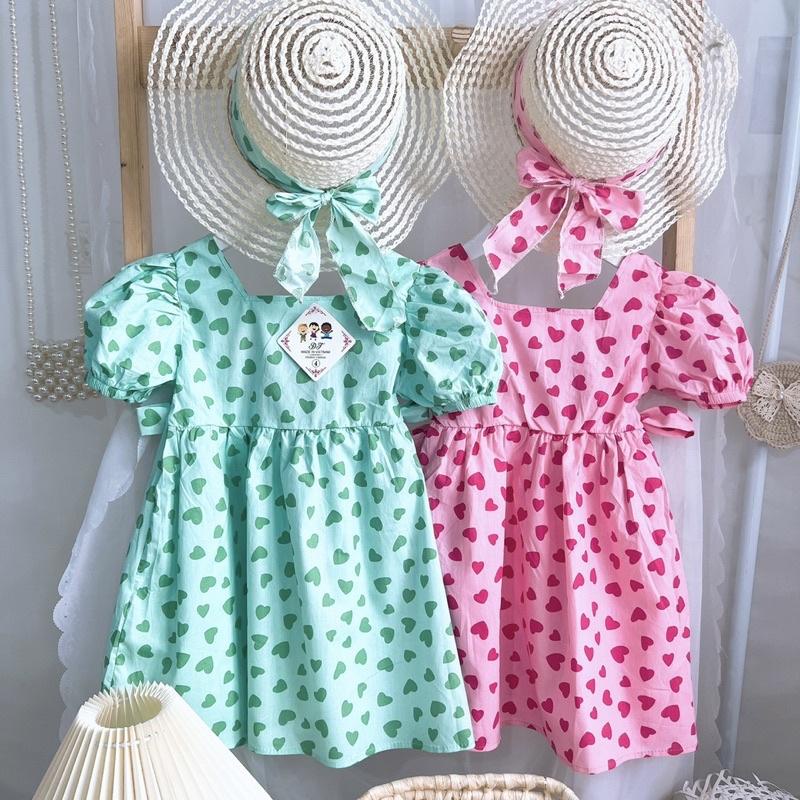 VÁY THÔ BABY DOLL CHẤM BI KÈM MŨ CHO BÉ