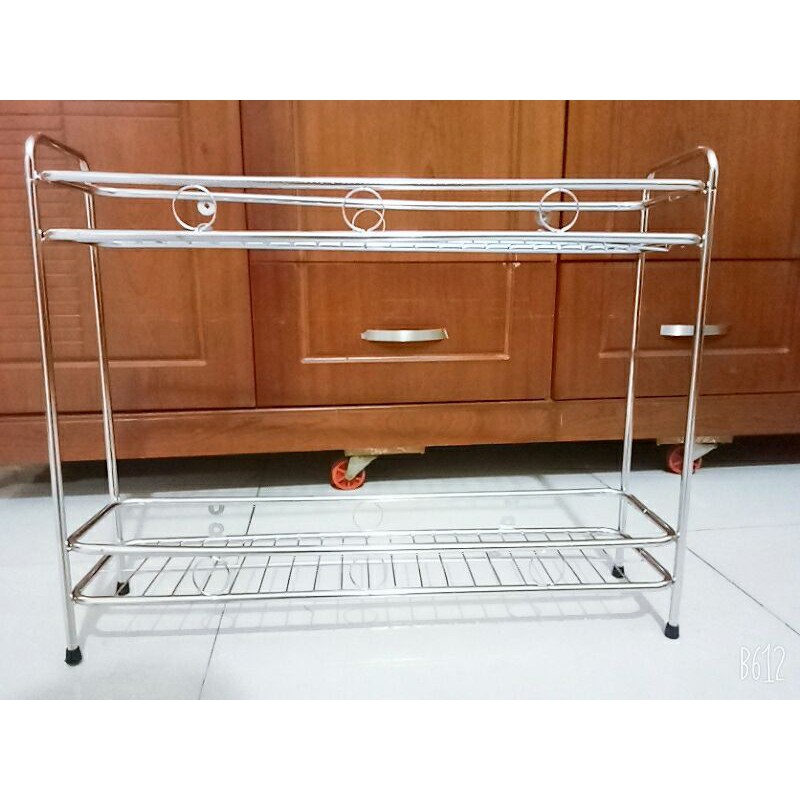 Kệ gia vị đứng 2 tầng inox ống