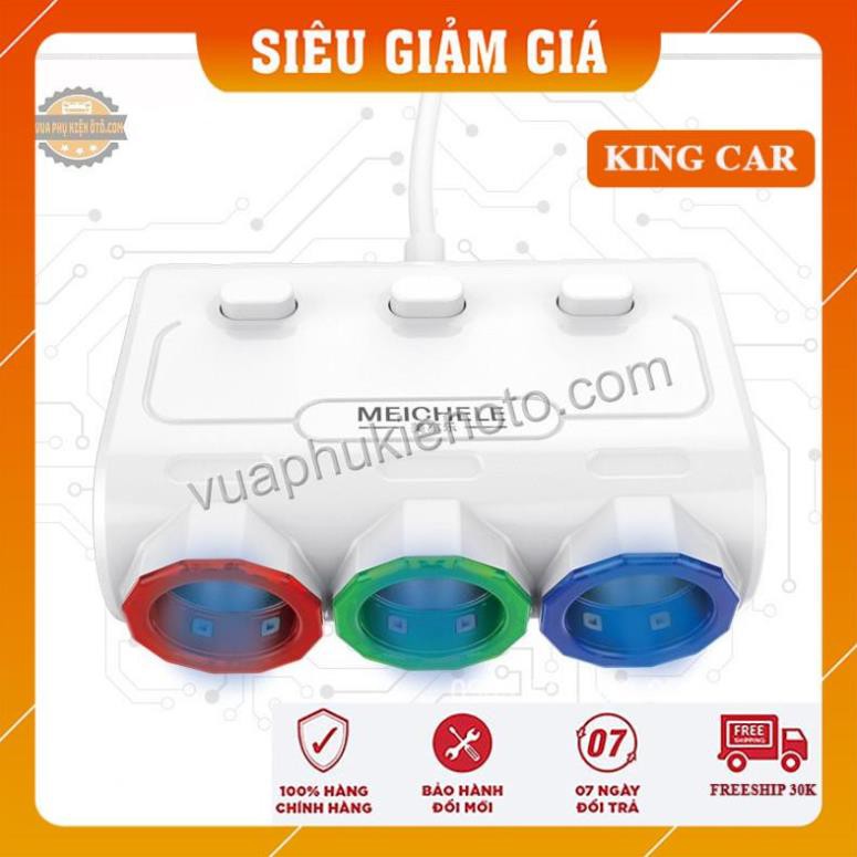 Bộ chia 3 tẩu 2 usb Meichele có hiển thị điện áp - Shop KingCar