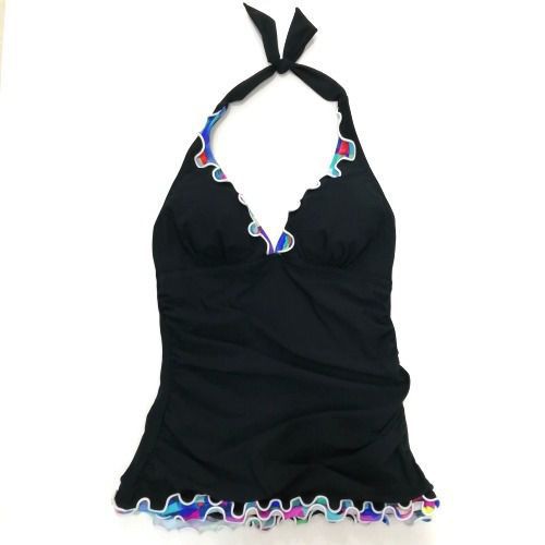 Đồ bơi nữ Gottex cổ yếm đen viền bèo E836-1B88A ( TH9019 )